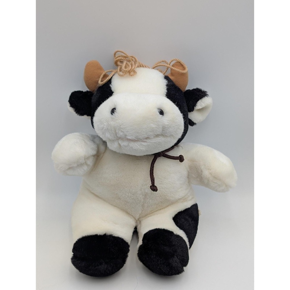 Chosun Cow Plush White Black Yarn Hair Stuffed Animal Toy‎